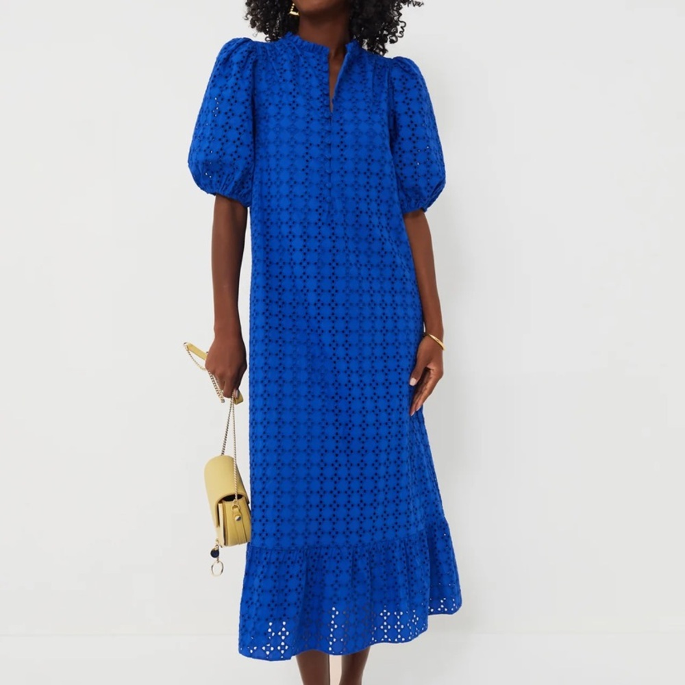 Hyacinth House (Tuckernuck) Royal Blue Eyelet Midi Tryall Dress
